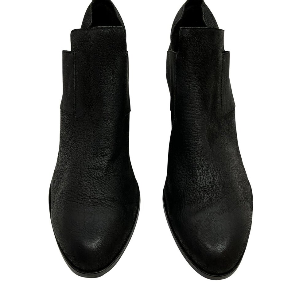 Eileen Fisher Even Tumbled Nubuck Leather Womens 11 Ankle Boots Black Elastic Go - Picture 2 of 12